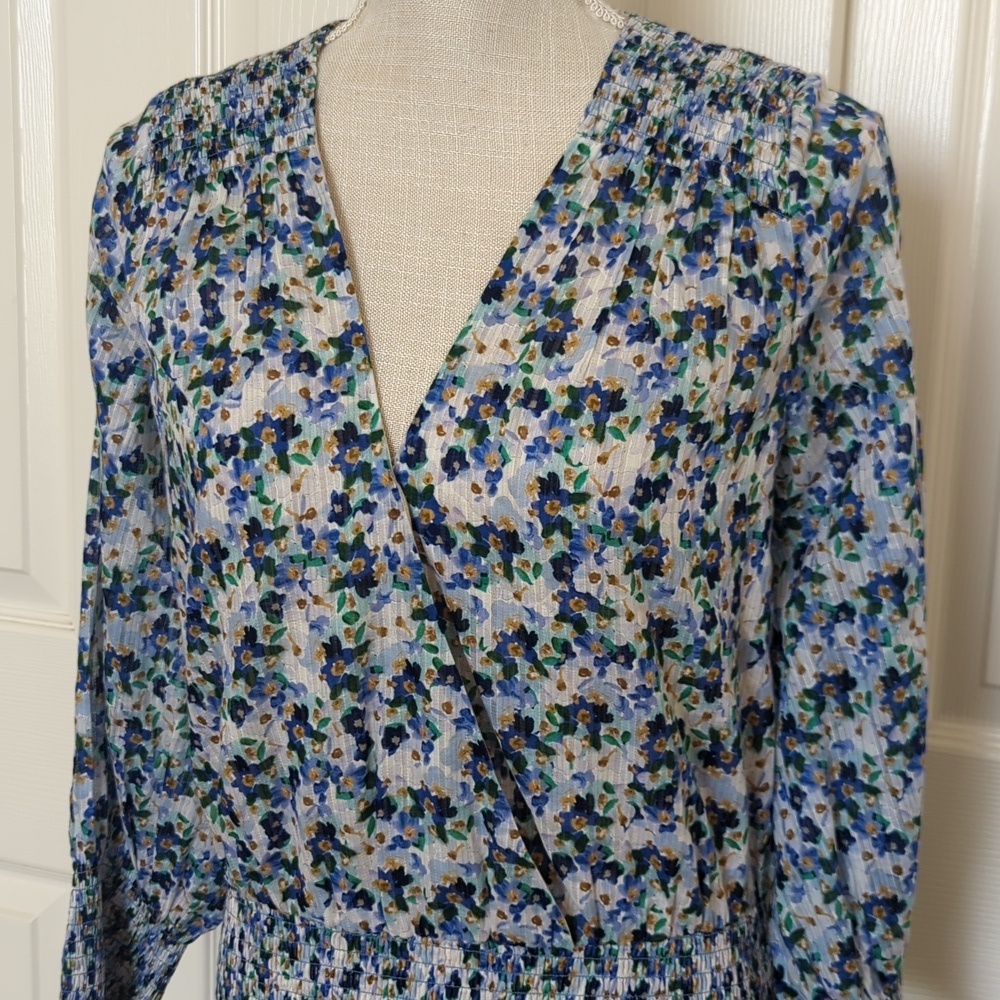 Veronica Beard Darrah Smocked Floral Print Cotton Dress - Picture 5 of 8